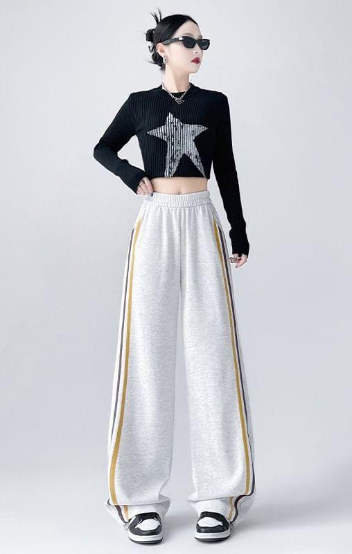 Elastic Waist Color Block Wide Leg Sweatpants (Various Designs) Product Image