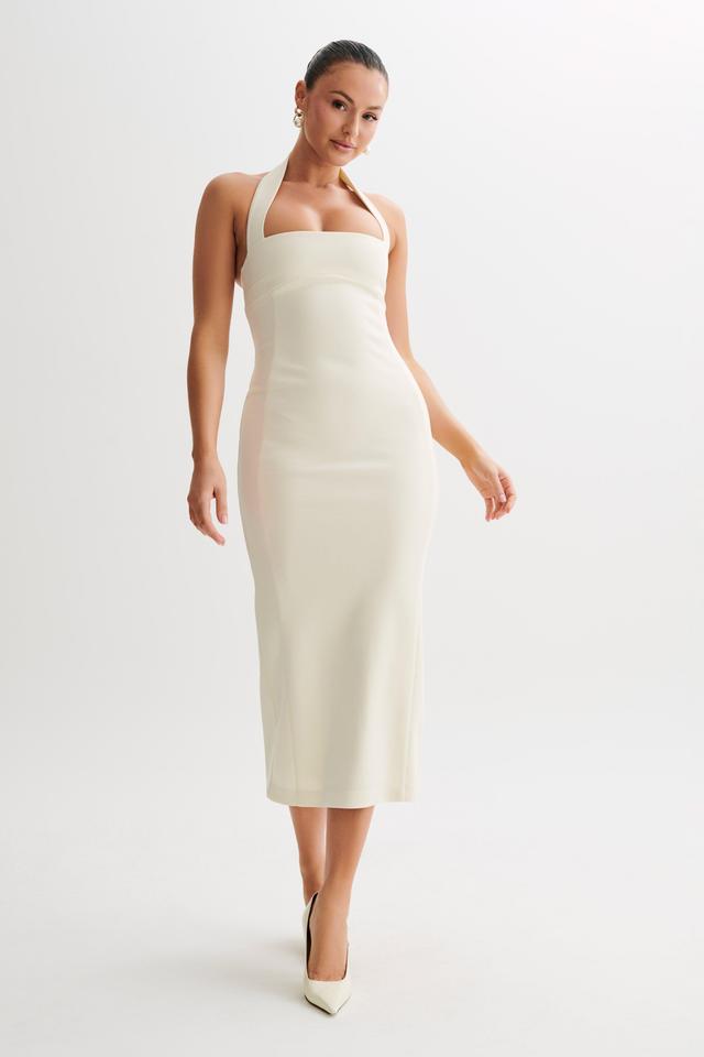 Amelita Suiting Halter Midi Dress - Ivory Product Image