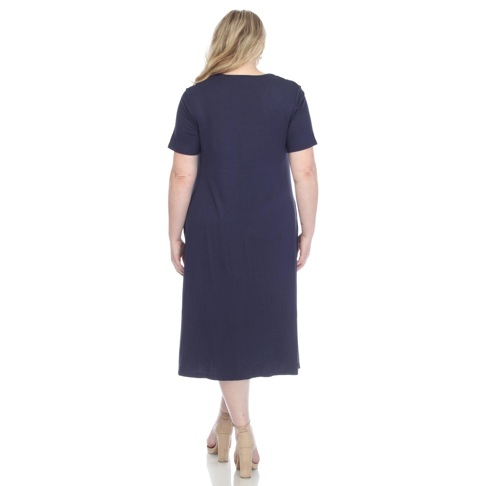 Short Sleeve Pocket Swing Midi Dress - Plus Product Image