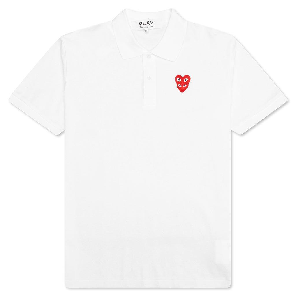 Stacked Heart Polo Shirt - White Male Product Image