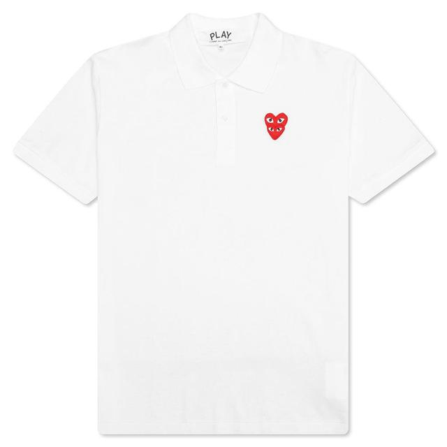 Stacked Heart Polo Shirt - White Male Product Image