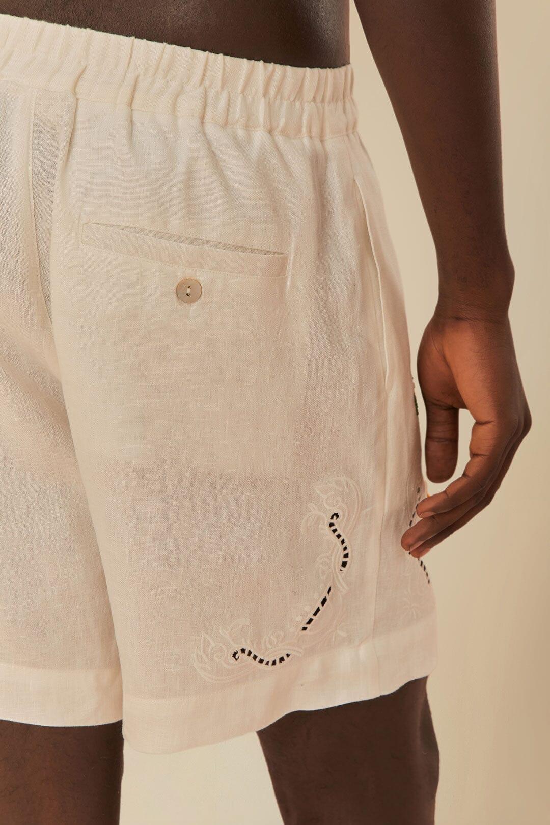 Tropical Destination Embroidered Euroflax™ Premium Linen Shorts Product Image