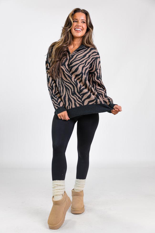 Make It Count In Wild Over You Quarter Zip Sweater FINAL SALE Product Image