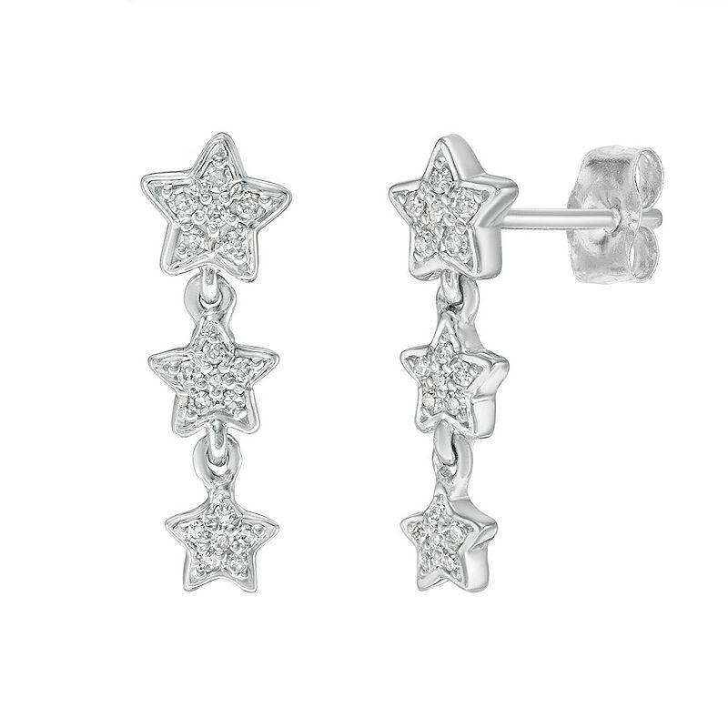 Gemminded Sterling Silver 1/8 Carat T.W. Diamond Star Drop Earrings, Womens Product Image