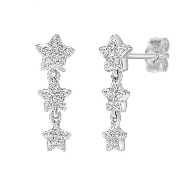 Gemminded Sterling Silver 1/8 Carat T.W. Diamond Star Drop Earrings, Womens, White Product Image