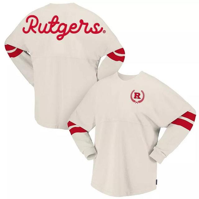 Womens Spirit Jersey Cream Rutgers Scarlet Knights Oversized T-Shirt Product Image