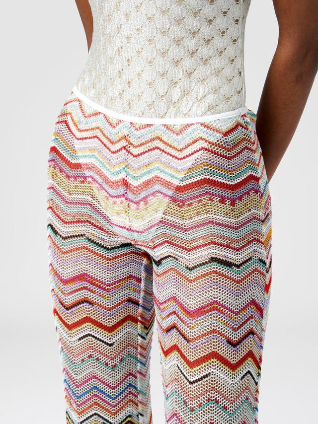 Flared trousers in zigzag crochet with lurex Multicoloured | Missoni Product Image