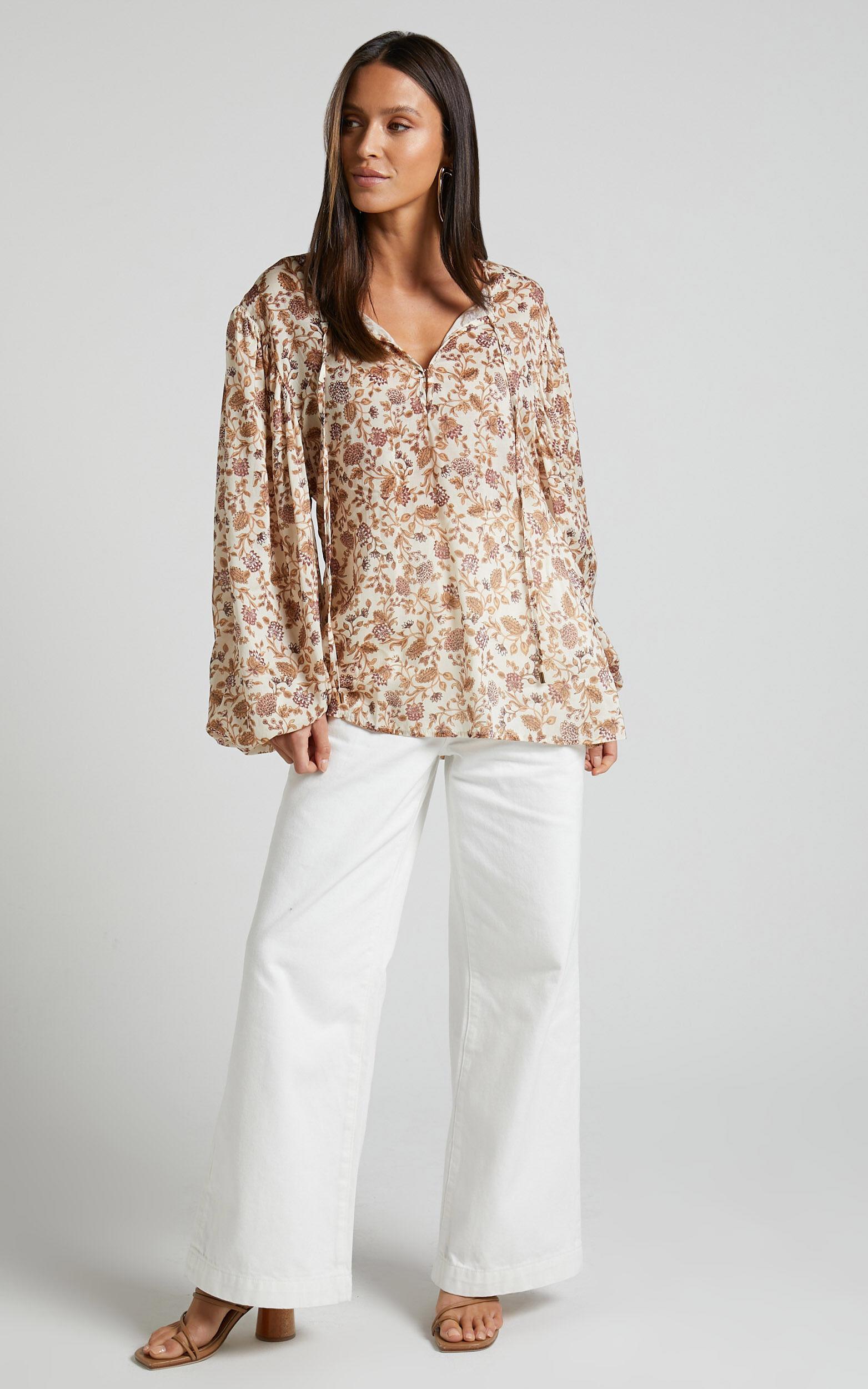 Amalie The Label - Symmone Puff Sleeve Blouse in Maya Floral Product Image