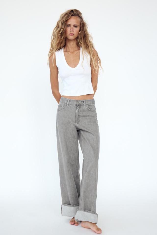 TRF HIGH RISE WIDE LEG BELT LOOP JEANS Product Image