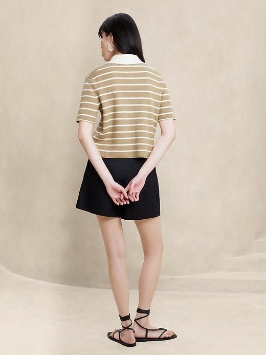 Striped Contrast-Collar Pullover Sweater Product Image