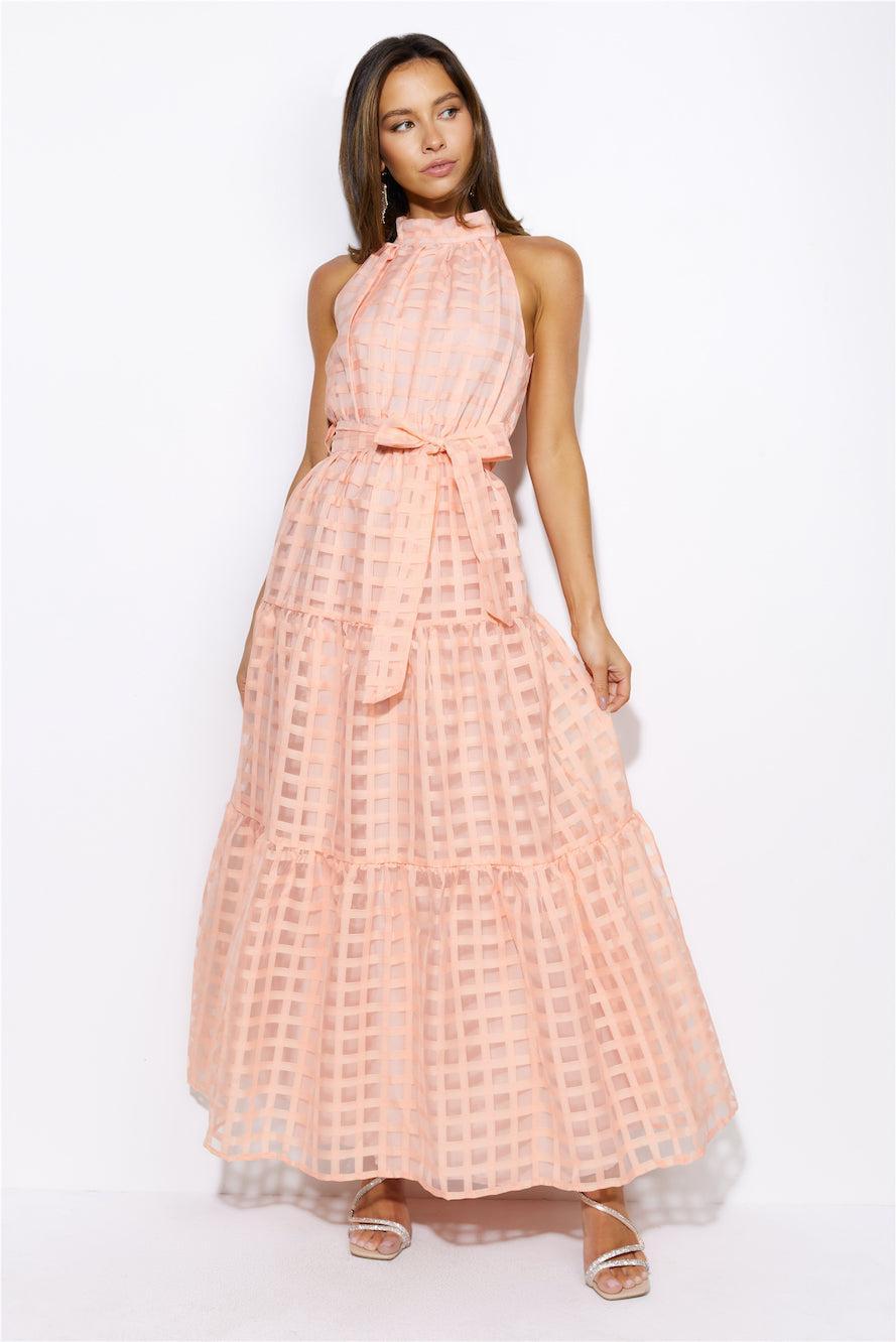 Summertime Picnic Maxi Dress Peach Product Image