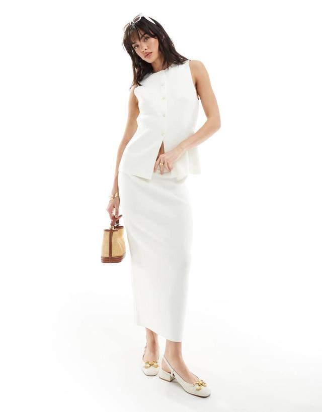 ASOS DESIGN knit midaxi skirt in white - part of a set Product Image