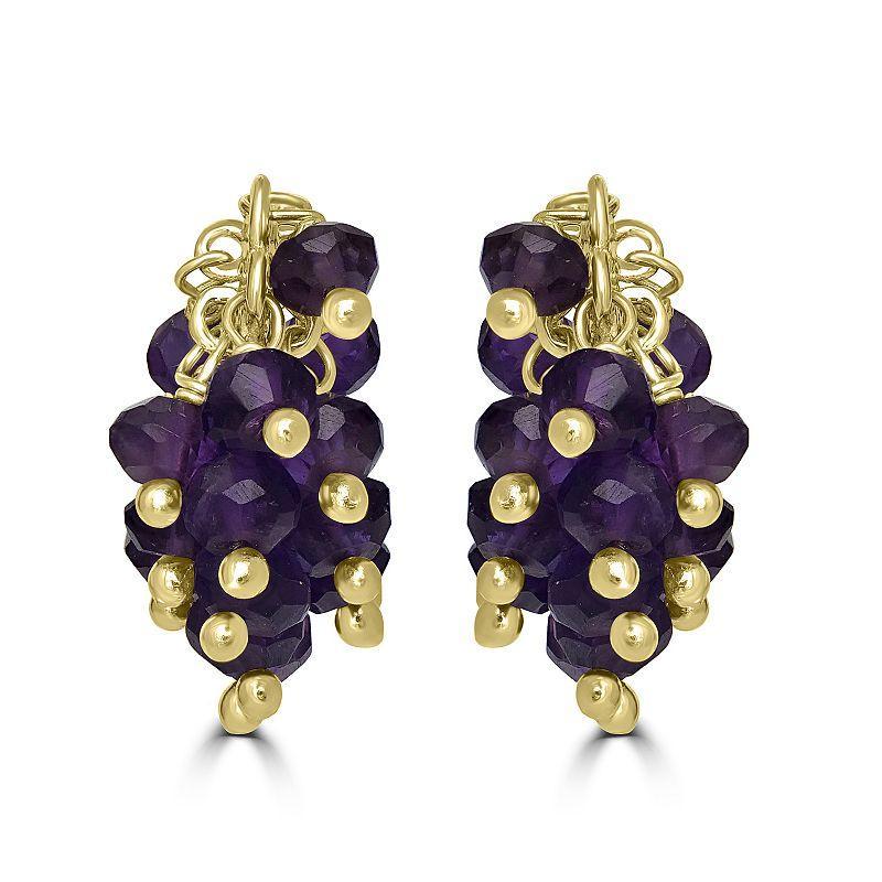 Gemistry 14k Gold Over Sterling Silver Gemstone Cluster Drop Earrings, Womens, Purple Product Image