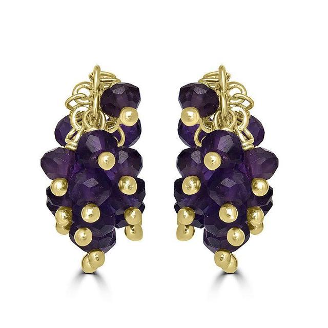 Gemistry 14k Gold Over Sterling Silver Gemstone Cluster Drop Earrings, Womens, Purple Product Image