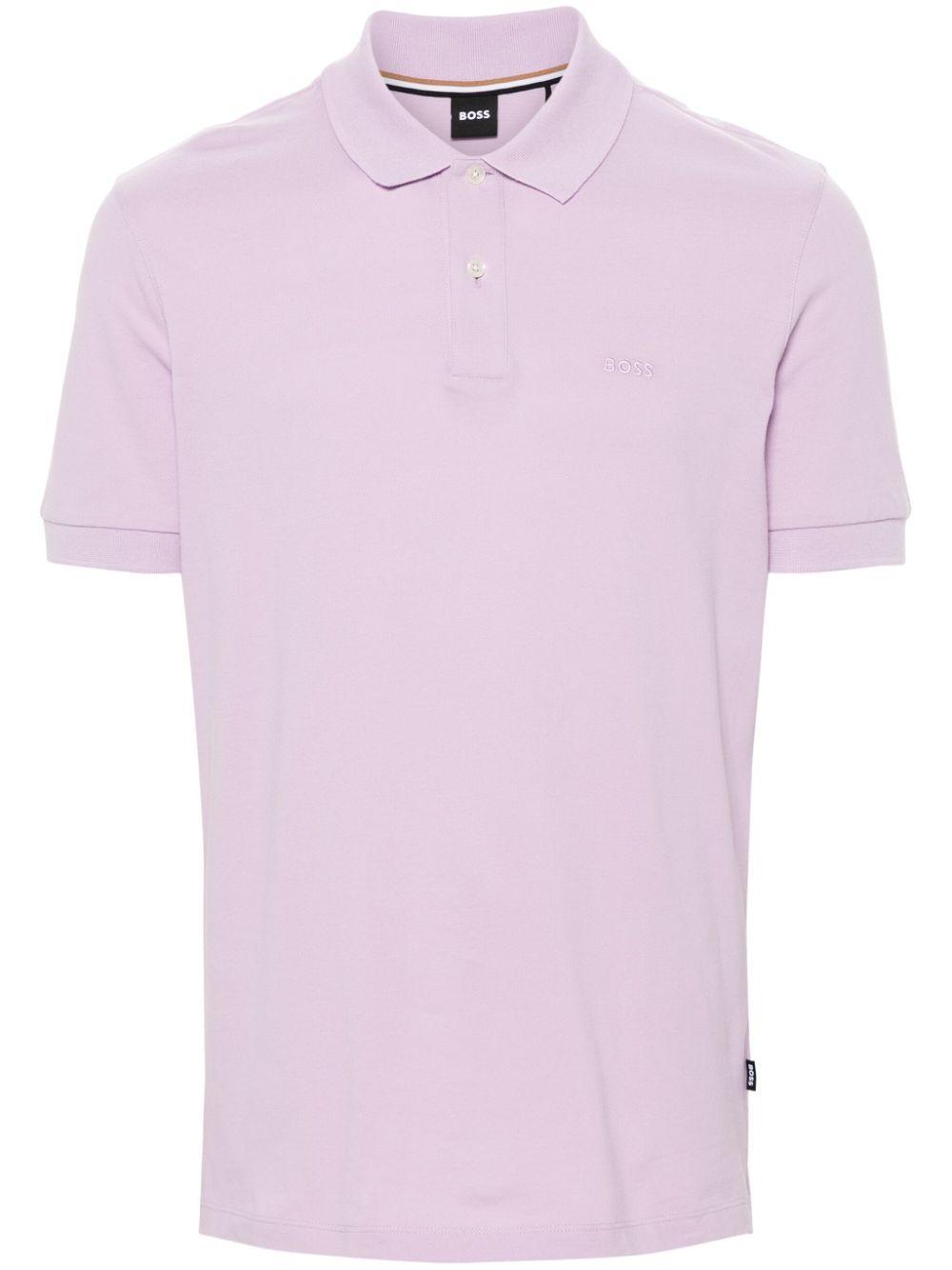 Embroidered-logo Polo Shirt In Purple Product Image