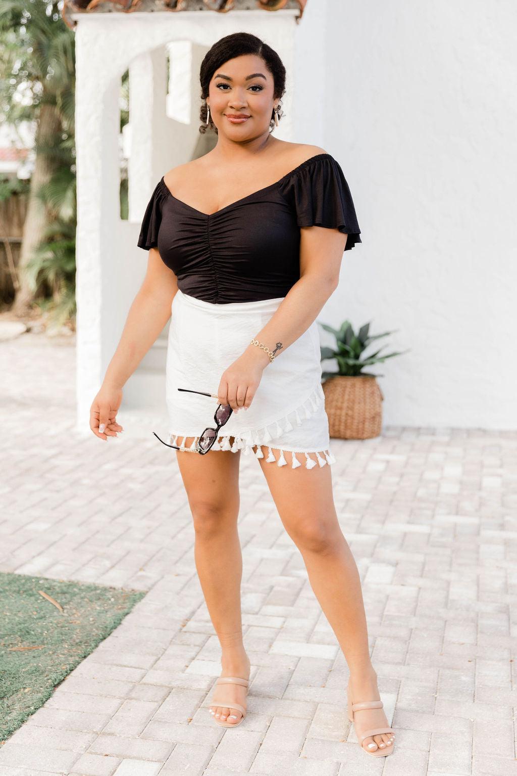 In A Tidal Wave White Skort FINAL SALE Product Image