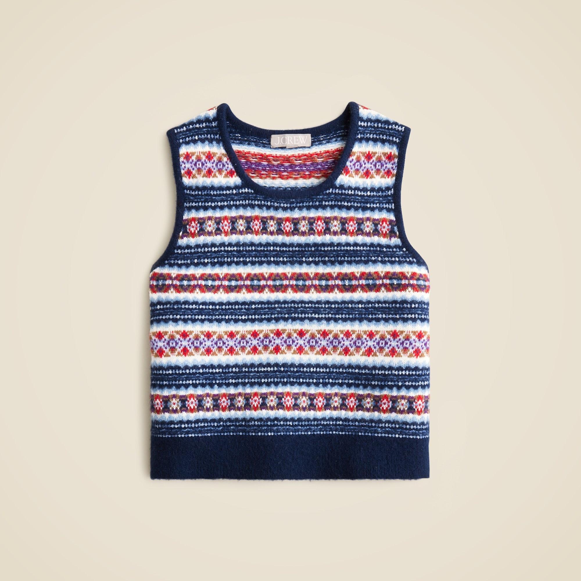 Fair Isle sweater shell in boiled wool blend Product Image