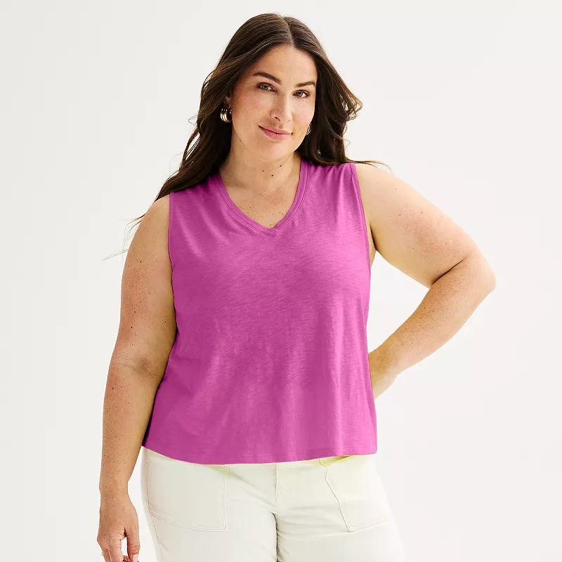 Plus Size Sonoma Goods For Life Elevated V-Neck Tank Top, Womens Product Image