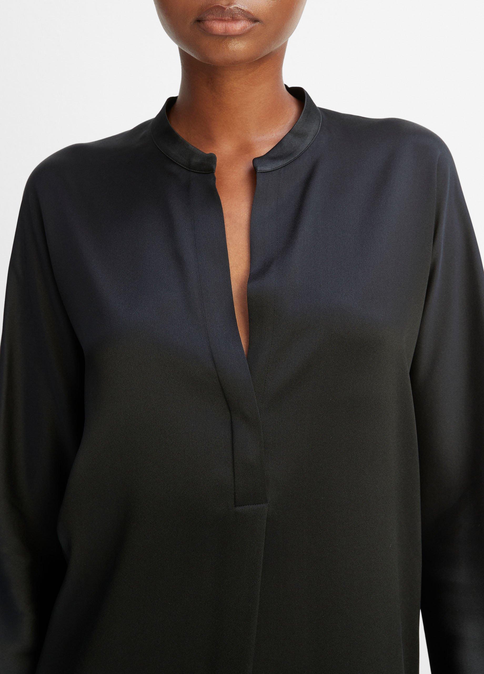 Silk Satin Band-Collar Blouse Product Image