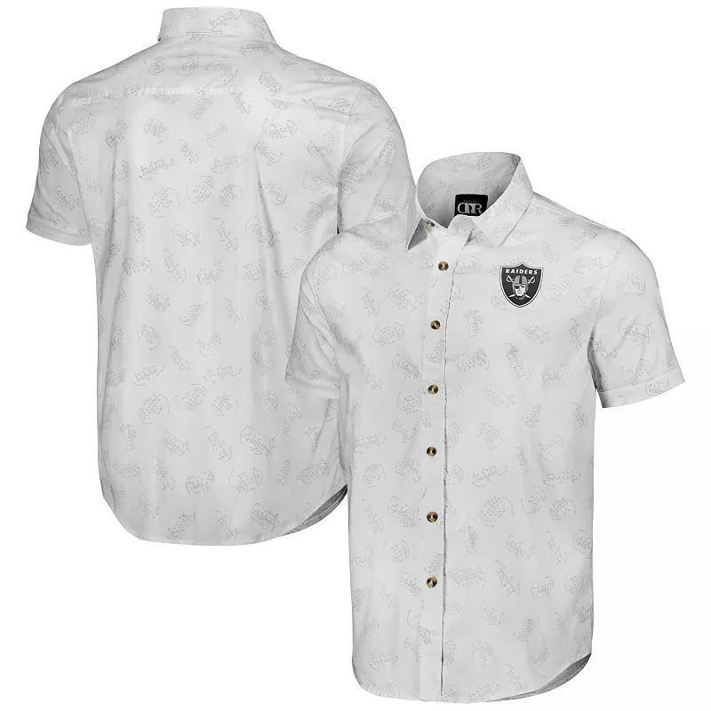 Mens NFL x Darius Rucker Collection by Fanatics White Las Vegas Raiders Woven Short Sleeve Button Up Shirt Product Image