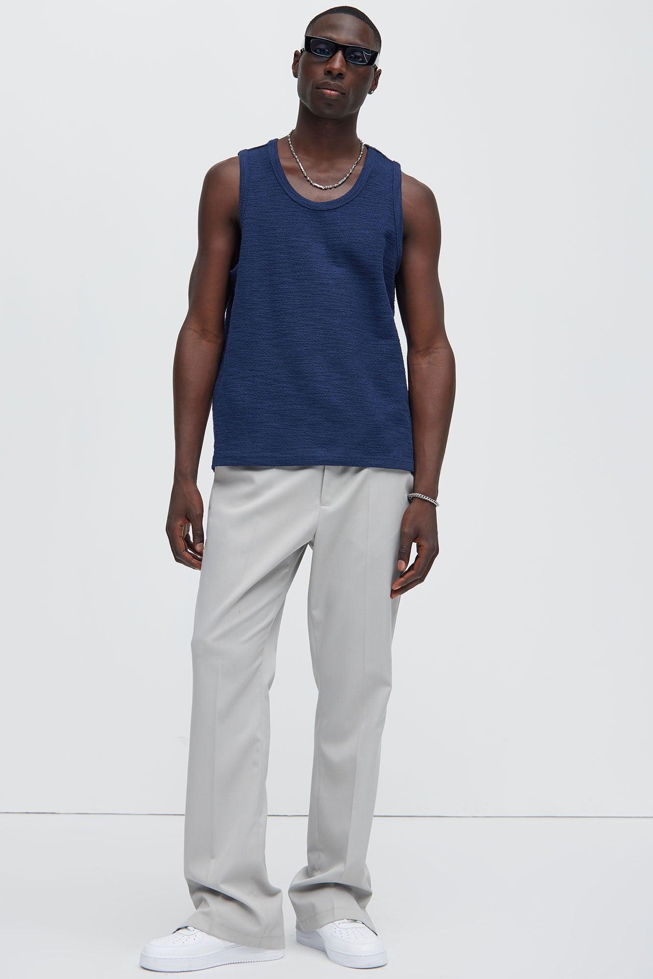 Blaine Textured Relaxed Tank Top - Navy Product Image