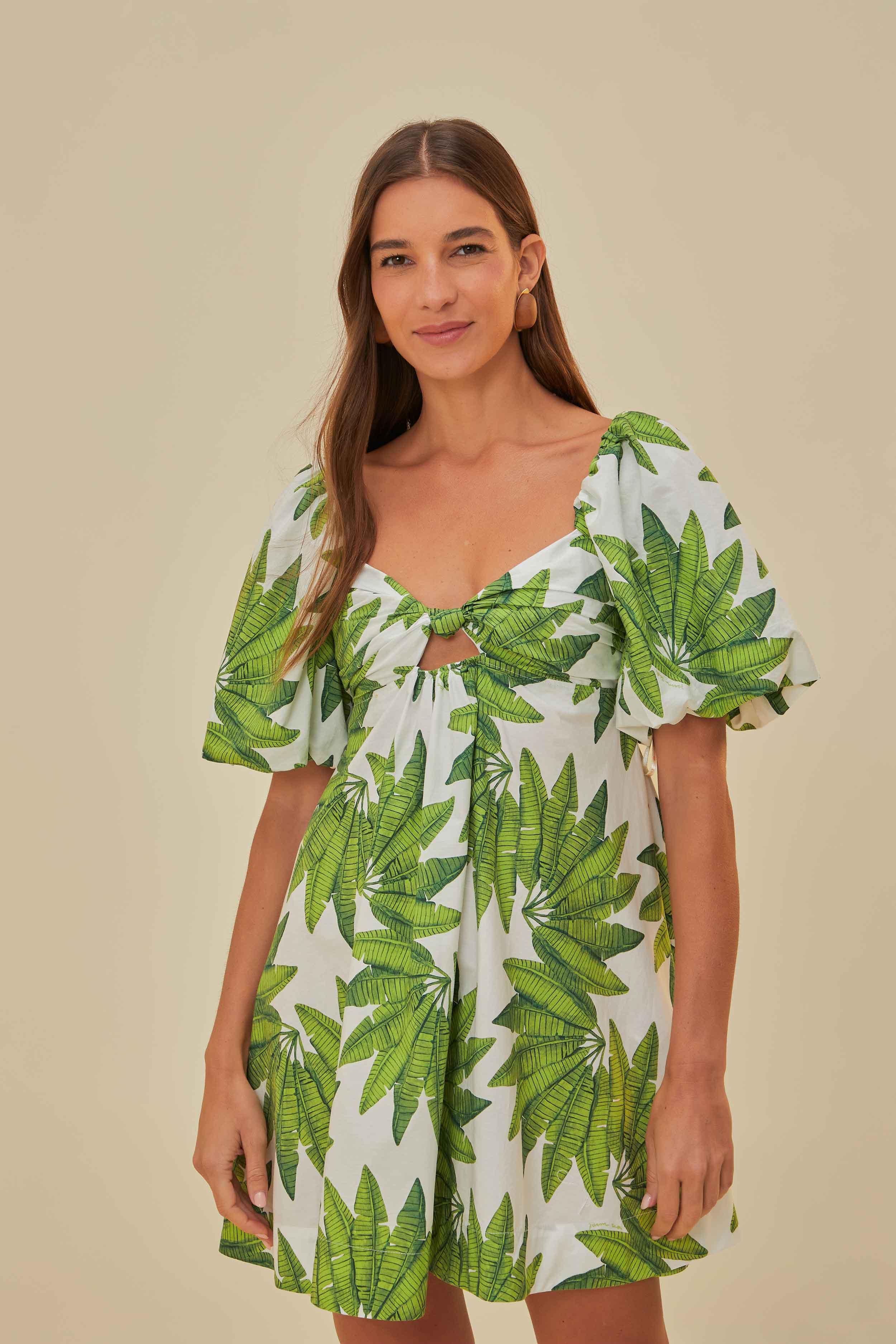 Off-White Palms Fan Mini Dress, PALM FAN OFF-WHITE / XS product image