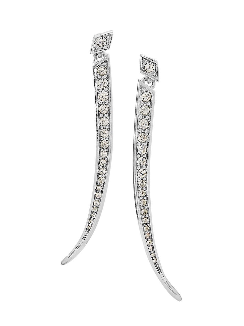 Womens Rhodium-Plated & Glass Crystal J Earrings Product Image