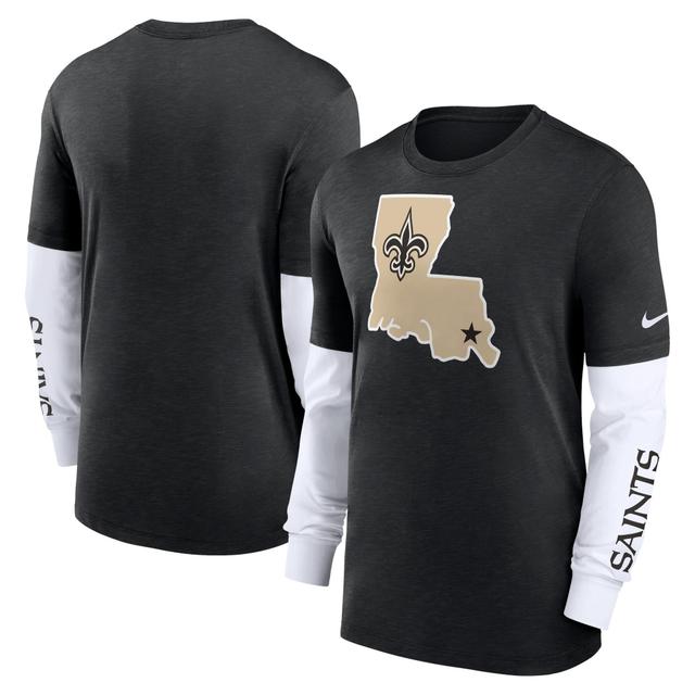 Mens Nike Heather Black New Orleans Saints Slub Fashion Long Sleeve T-Shirt Product Image