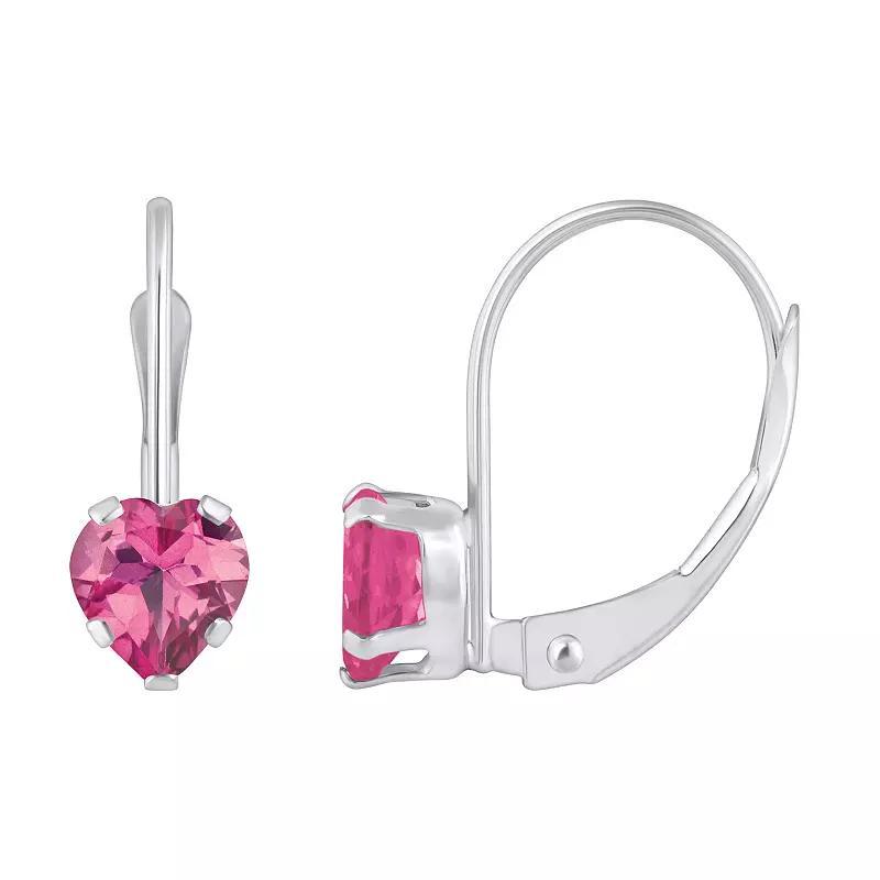 Celebration Gems 10k Gold Heart Shape Pink Topaz Leverback Earrings, Womens Product Image