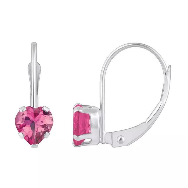 Celebration Gems 10k Gold Heart Shape Pink Topaz Leverback Earrings, Womens, 10k White Gold Product Image