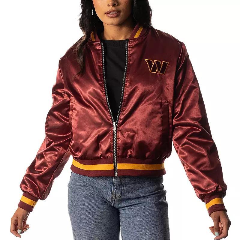 Womens The Wild Collective Burgundy/Black Washington Commanders Reversible Sherpa Full-Zip Bomber Jacket Product Image