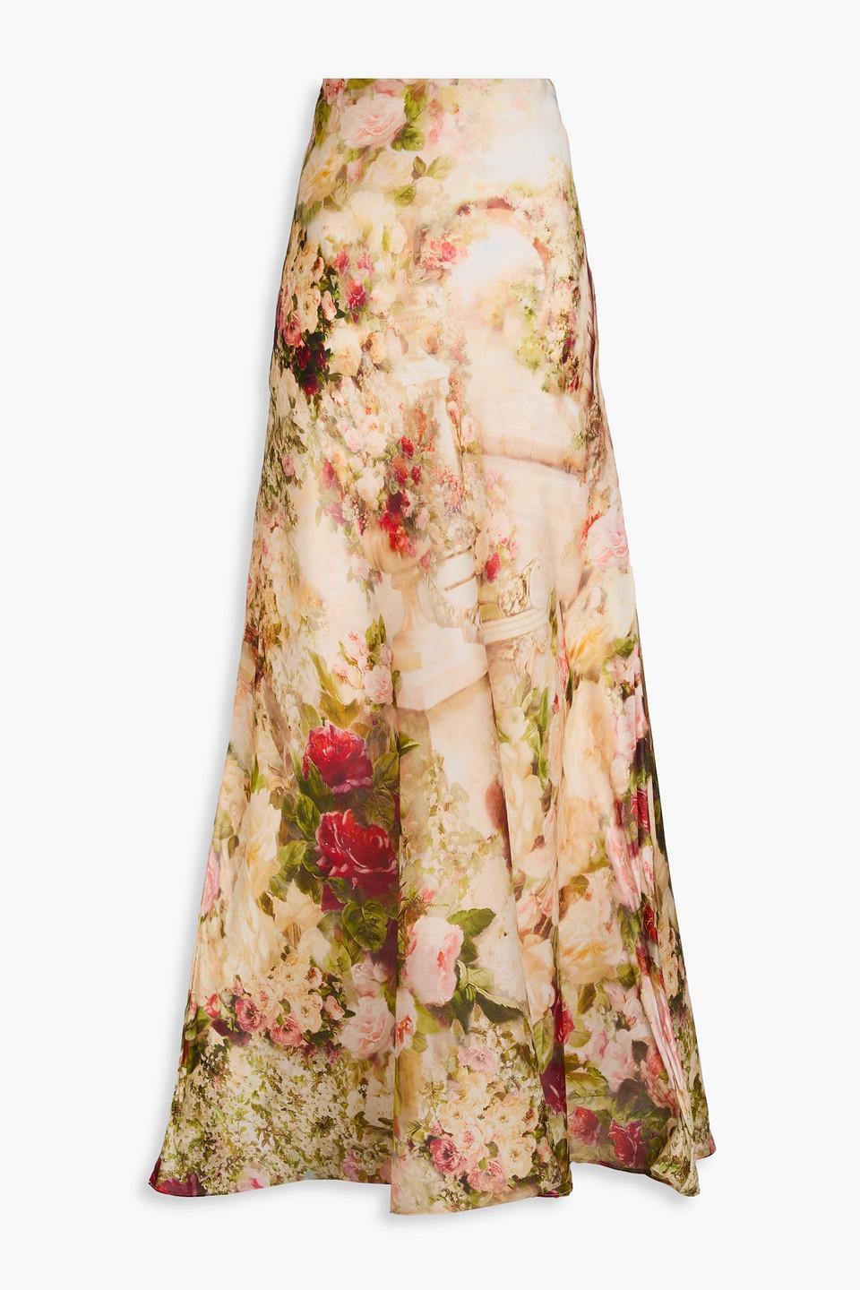 Womens Rosy Garden Floral Floral-print Silk Maxi Skirt In Multicoloured Product Image