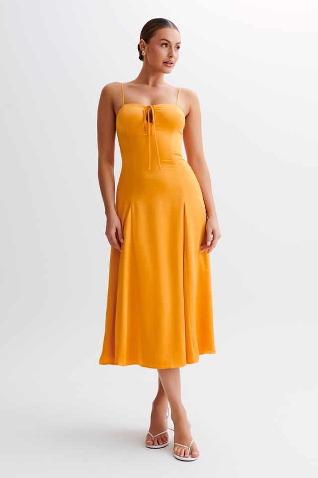 Luciana Satin Midi Dress - Tangerine Product Image