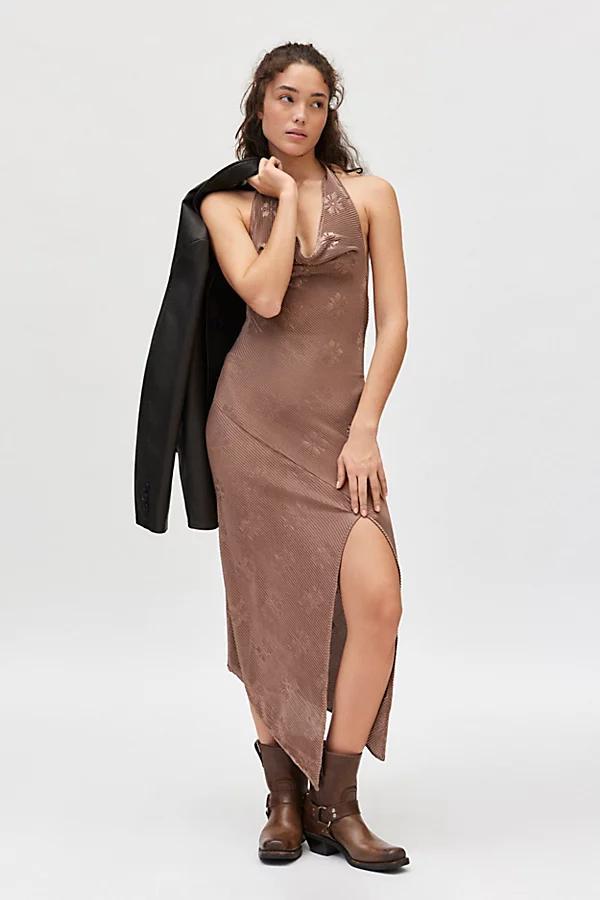 Silence + Noise Sienna Plisse Cowl Neck Halter Midi Dress Womens at Urban Outfitters Product Image