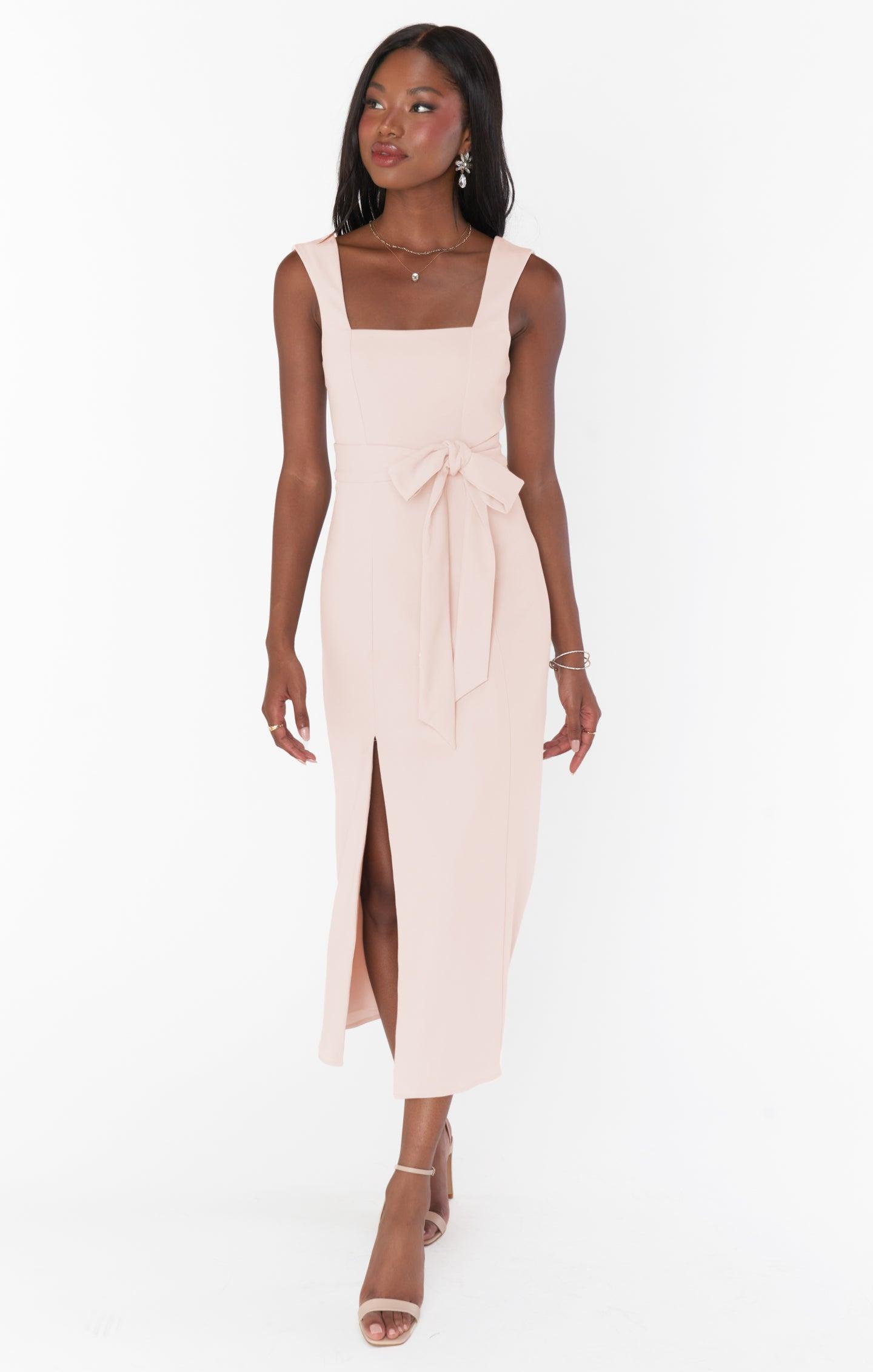 Eden Midi Dress ~ Dusty Blush Stretch Product Image