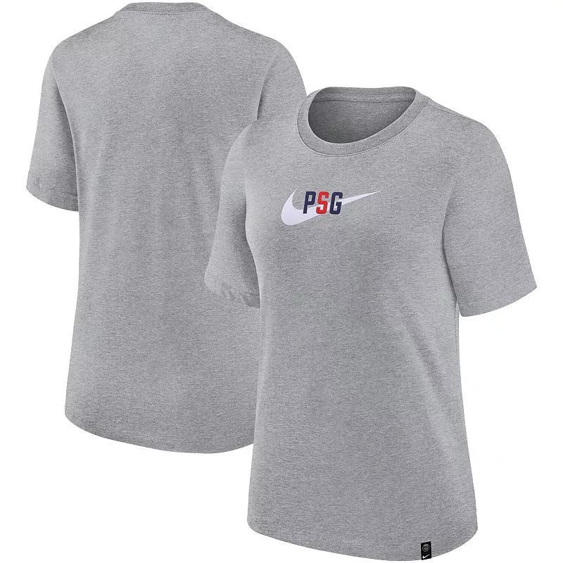 Womens Paris Saint-Germain Nike Heather Gray Swoosh T-Shirt Product Image