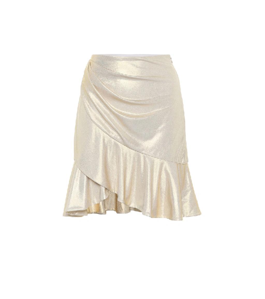 Ruffle-trimmed Lamé Miniskirt In Gold Product Image