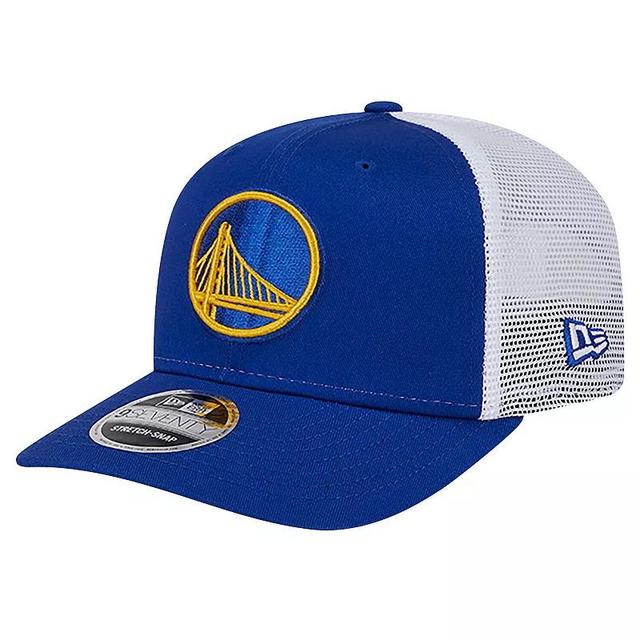 New Era Mens Royal Golden State Warriors Trucker 9SEVENTY Coolera Stretch-Snap Hat - Royal, White Product Image