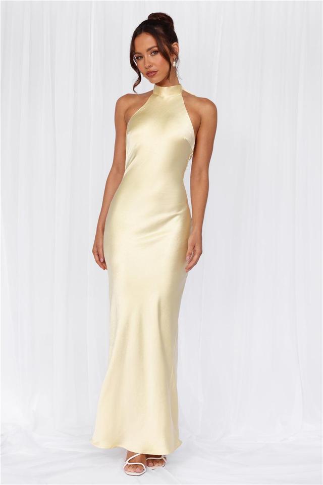 HELLO MOLLY The Cleo Halter Satin Maxi Dress Yellow Product Image