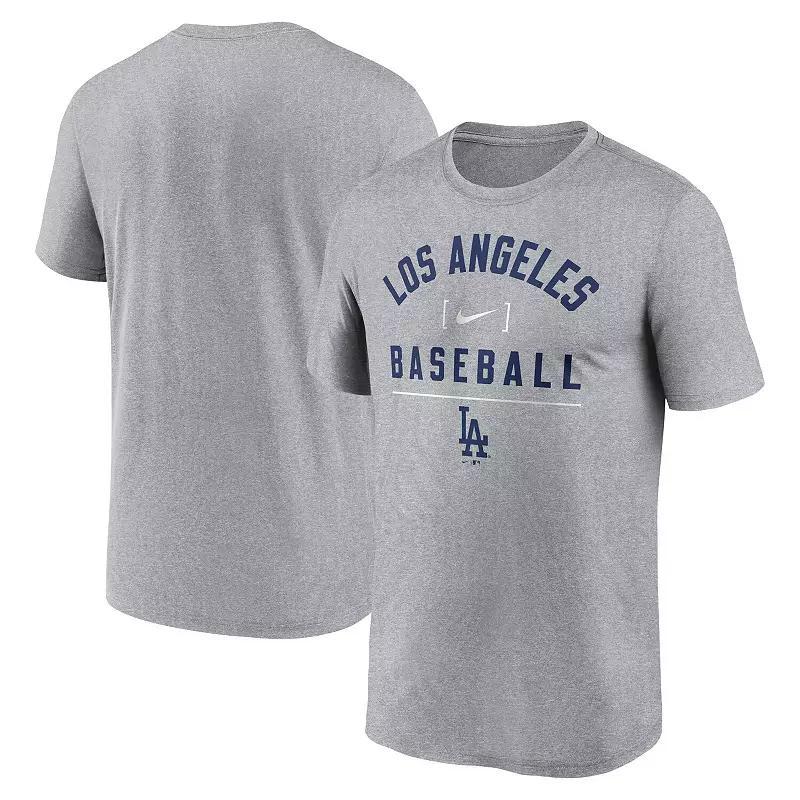 Mens Nike Heather Charcoal Los Angeles Dodgers Arch Baseball Stack Performance T-Shirt Product Image