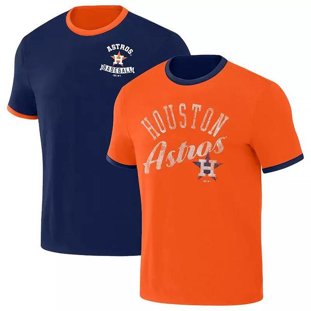 Mens Darius Rucker Collection by Fanatics /Orange Houston Astros Two-Way Ringer Reversible T-Shirt Blue Product Image