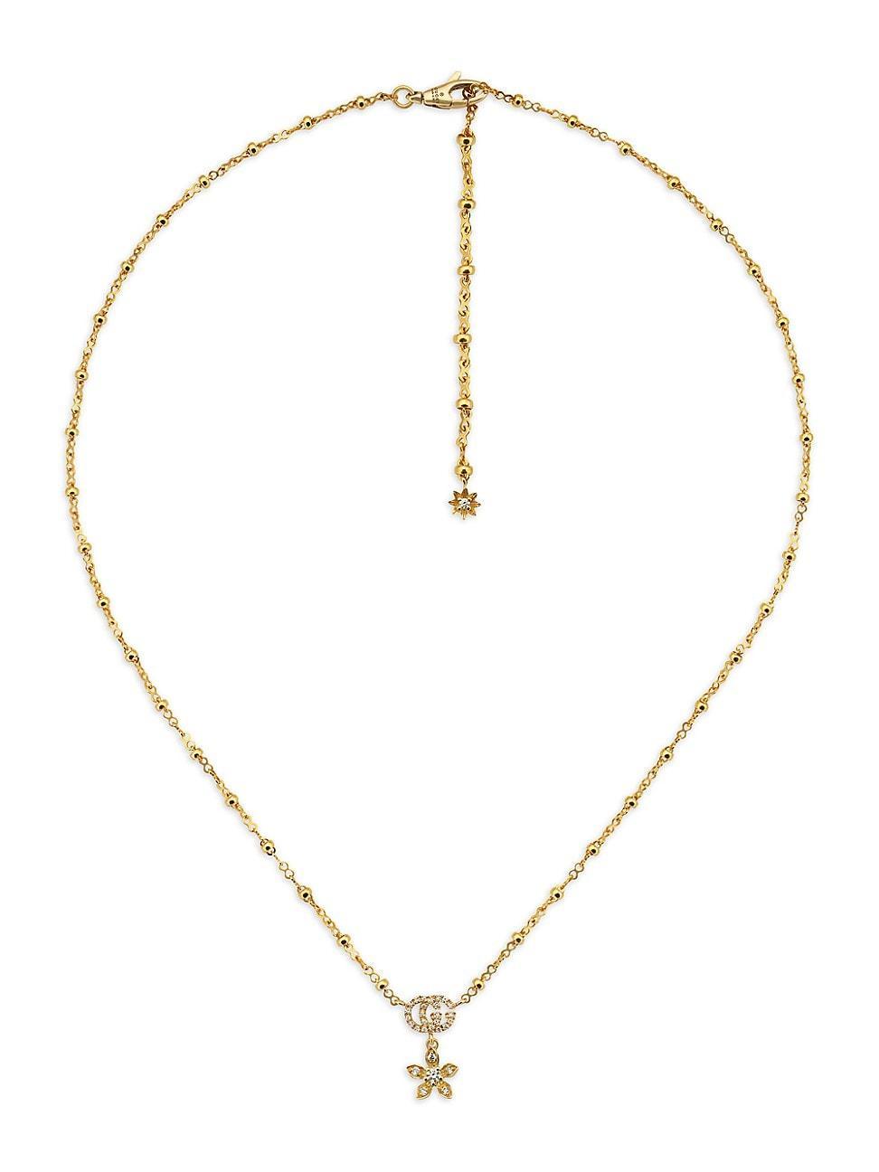 Womens Flora 18K Yellow Gold & Diamond Necklace Product Image