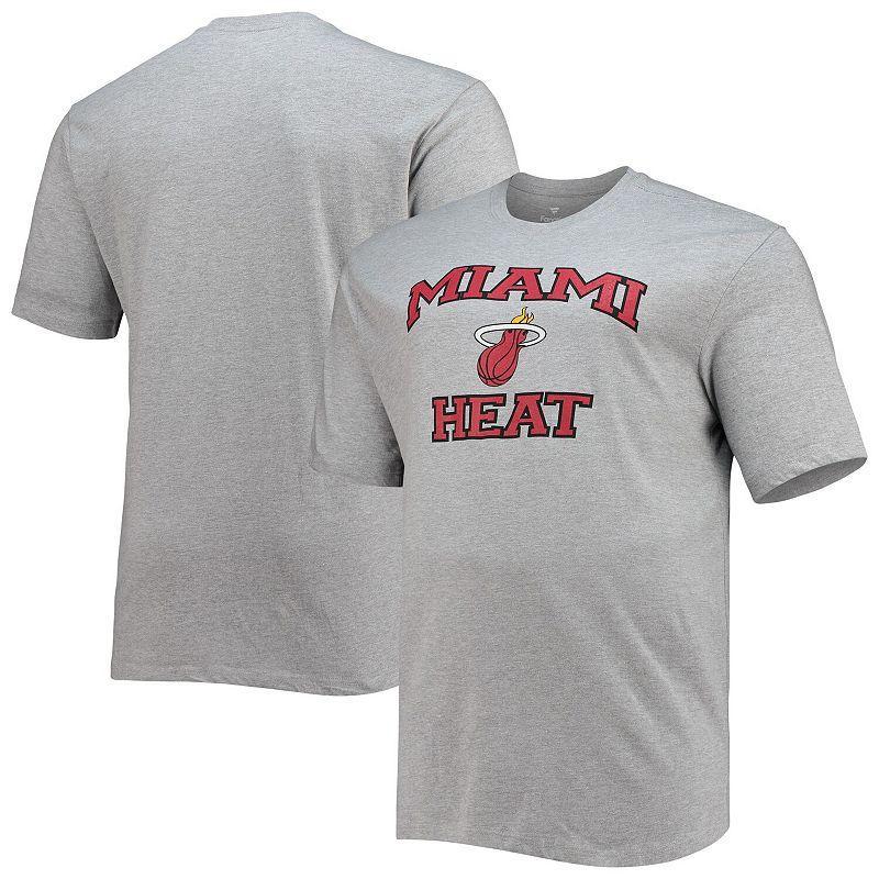 Mens Heathered Gray Miami Heat Big & Tall Heart & Soul T-Shirt Product Image