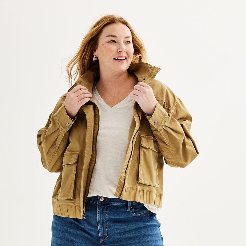 Plus Size Sonoma Goods For Life Utility Bomber Jacket, Womens Manolo Green Product Image