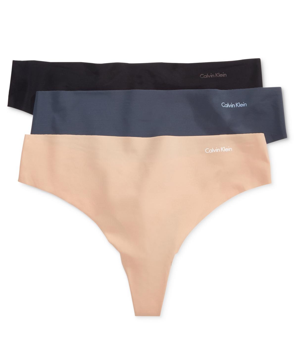 Calvin Klein Womens Invisibles 3-Pack Thong Underwear QD3558 Product Image