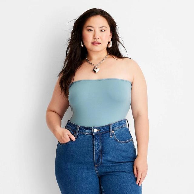 Womens Seamless Tube Top - A New Day Teal 1X Product Image