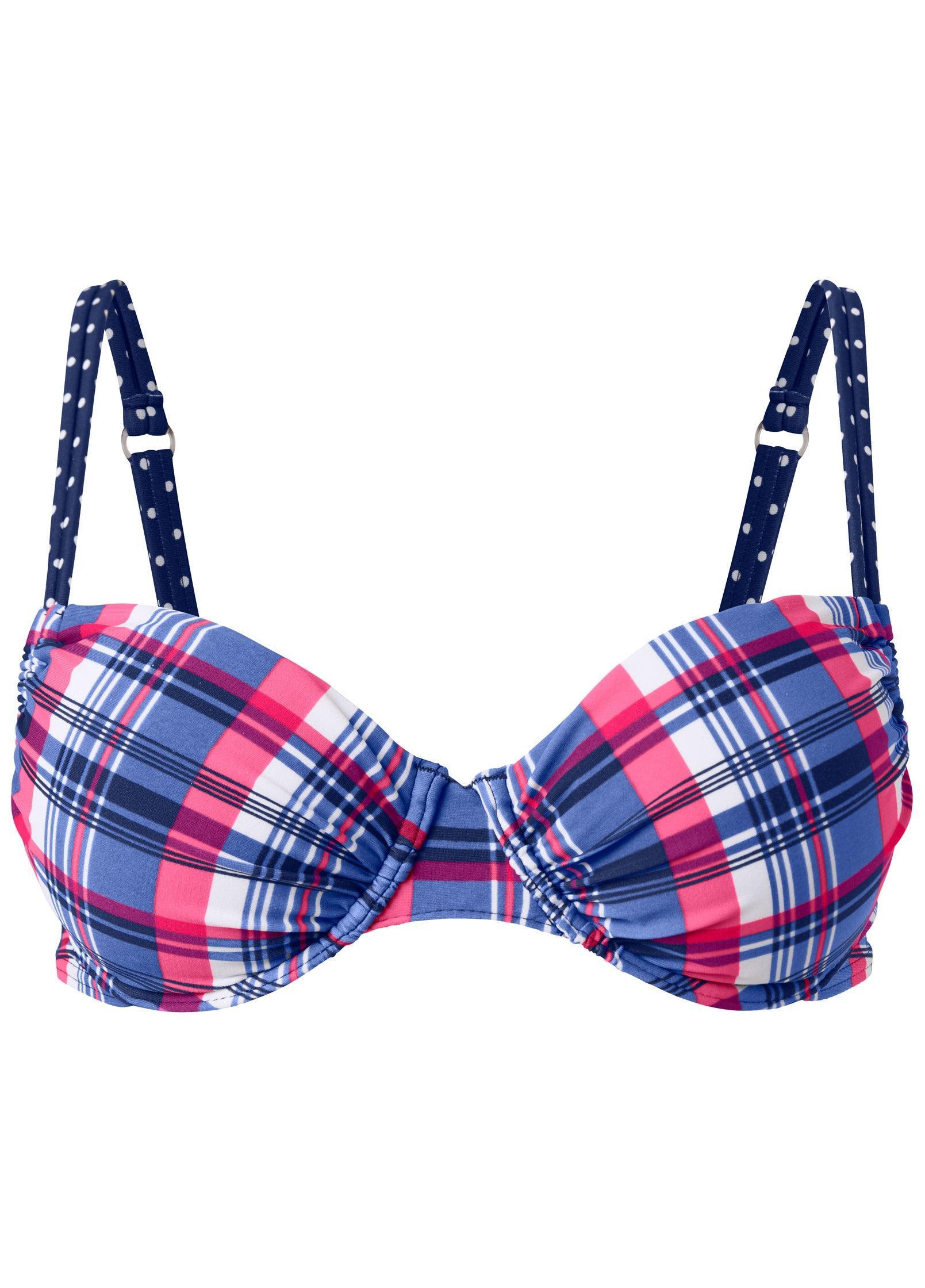 Underwire Bra Bikini Top - Plaid & Dots Product Image