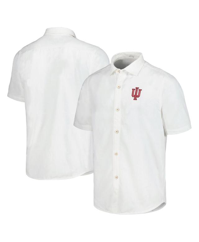 Tommy Bahama Mens White Indiana Hoosiers Coconut Point Palm Vista IslandZone Camp Button-Up Shirt Product Image