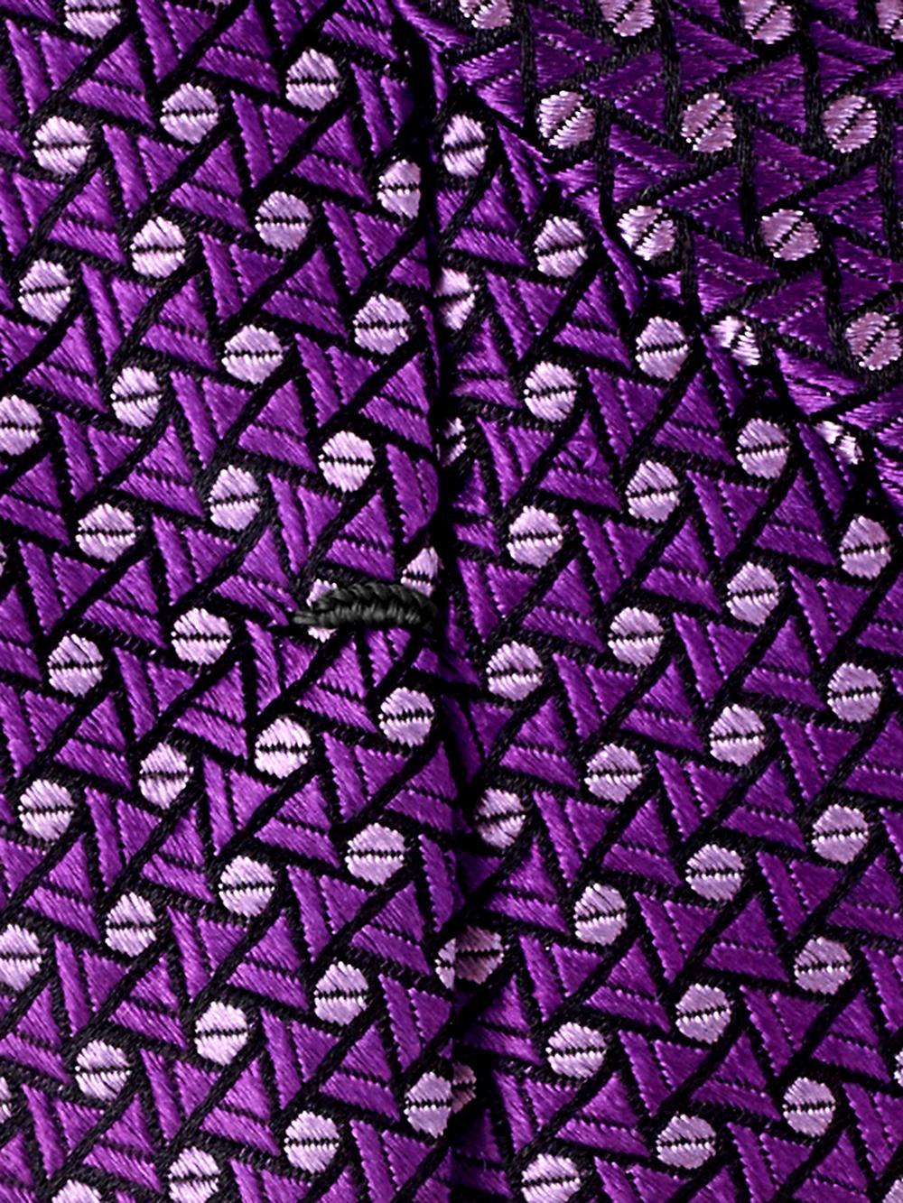 Geometric Woven Silk Tie - Purple Product Image