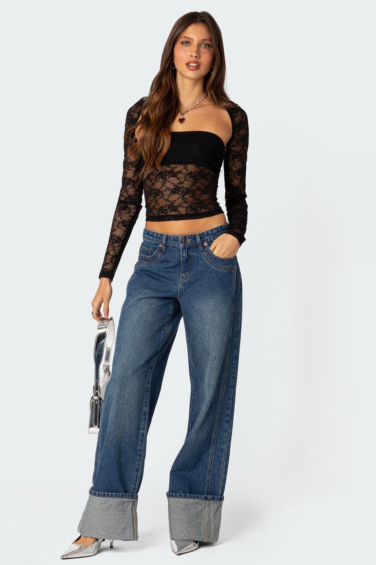 Vesper Cuffed Low Rise Jeans Product Image